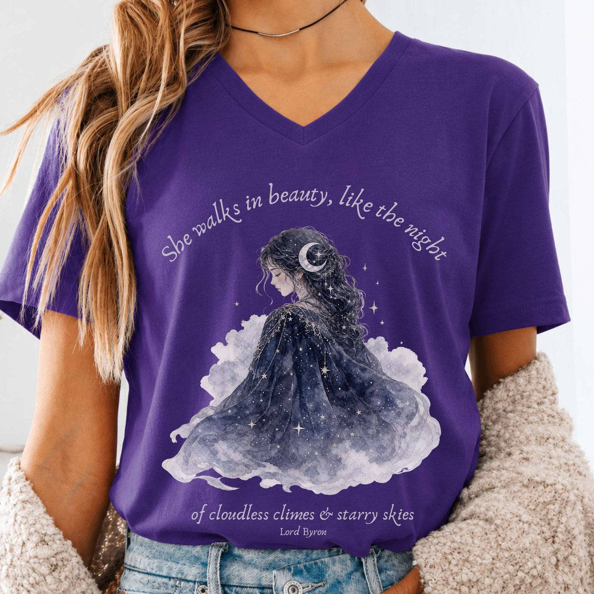 She Walks in Beauty Lord Byron Literary V-Neck
