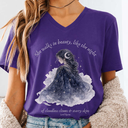 She Walks in Beauty Lord Byron Literary V-Neck