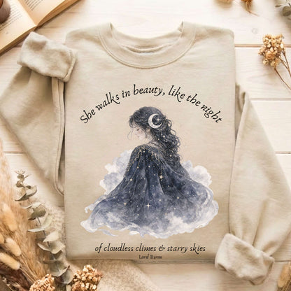 She Walks in Beauty Lord Byron Literary Sweatshirt