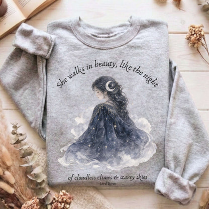 She Walks in Beauty Lord Byron Literary Sweatshirt