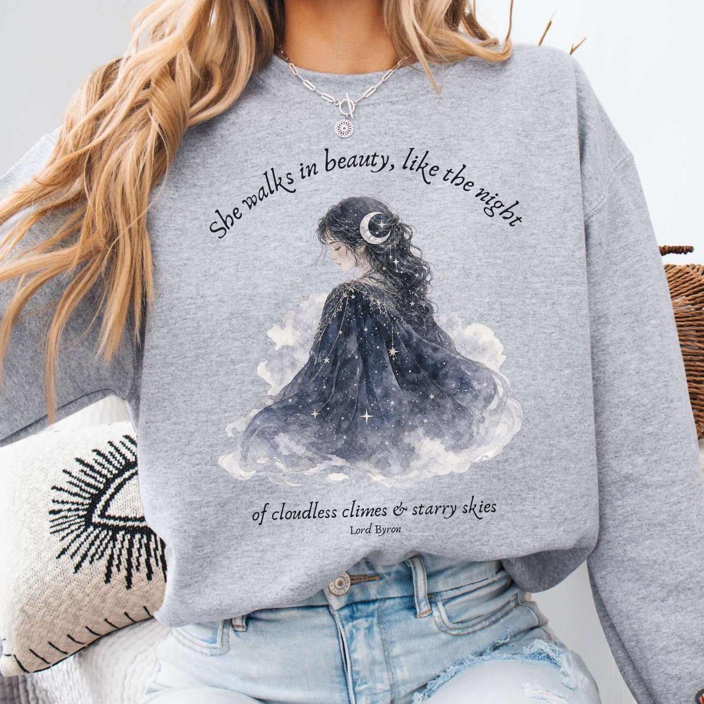 She Walks in Beauty Lord Byron Literary Sweatshirt