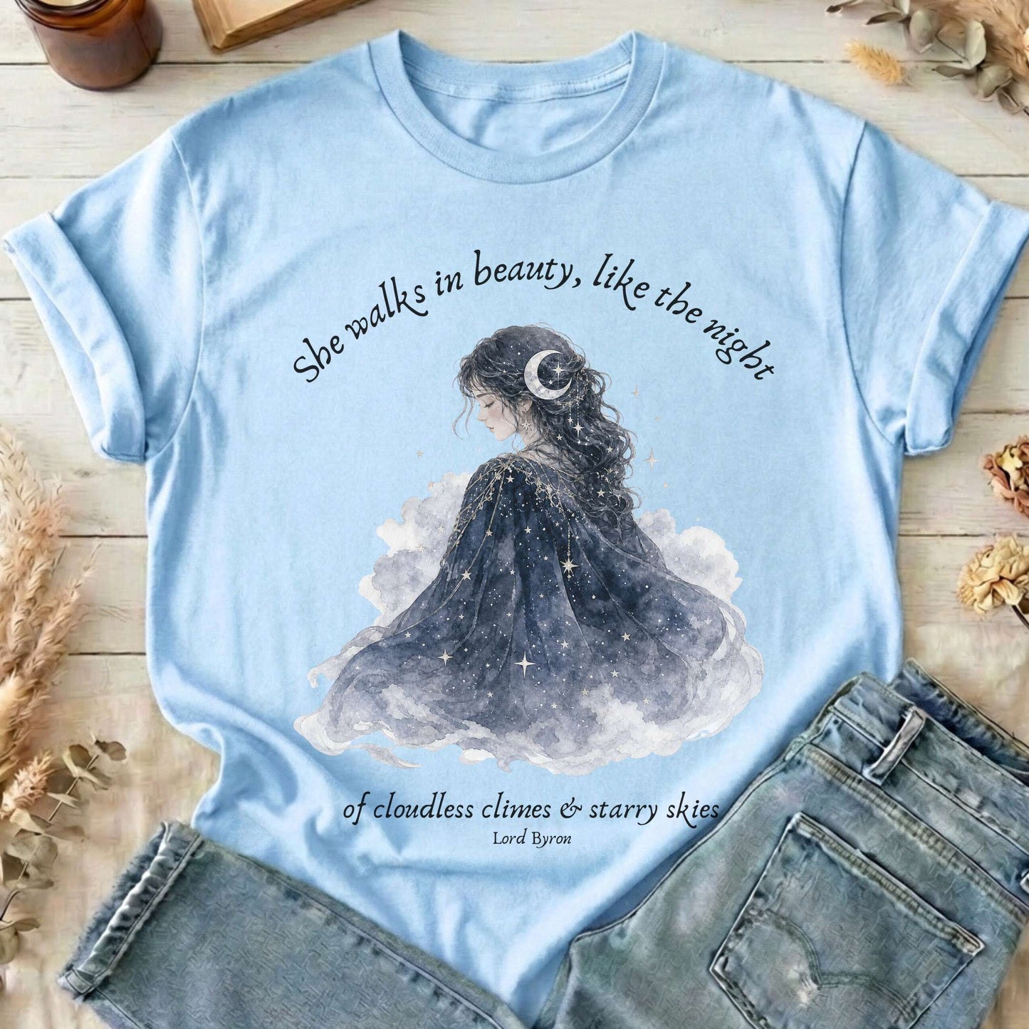 She Walks in Beauty Lord Byron Literary T-Shirt