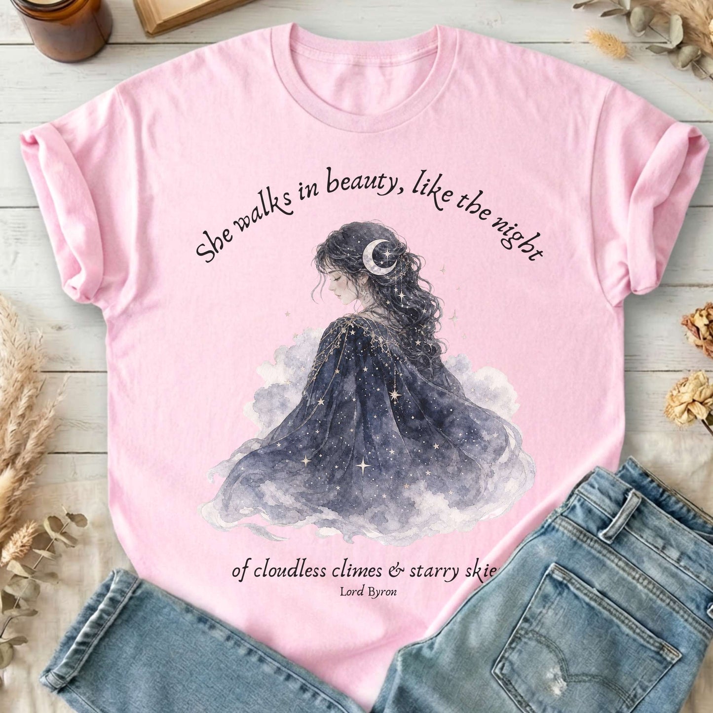 She Walks in Beauty Lord Byron Literary T-Shirt
