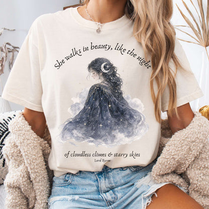 She Walks in Beauty Lord Byron Literary T-Shirt