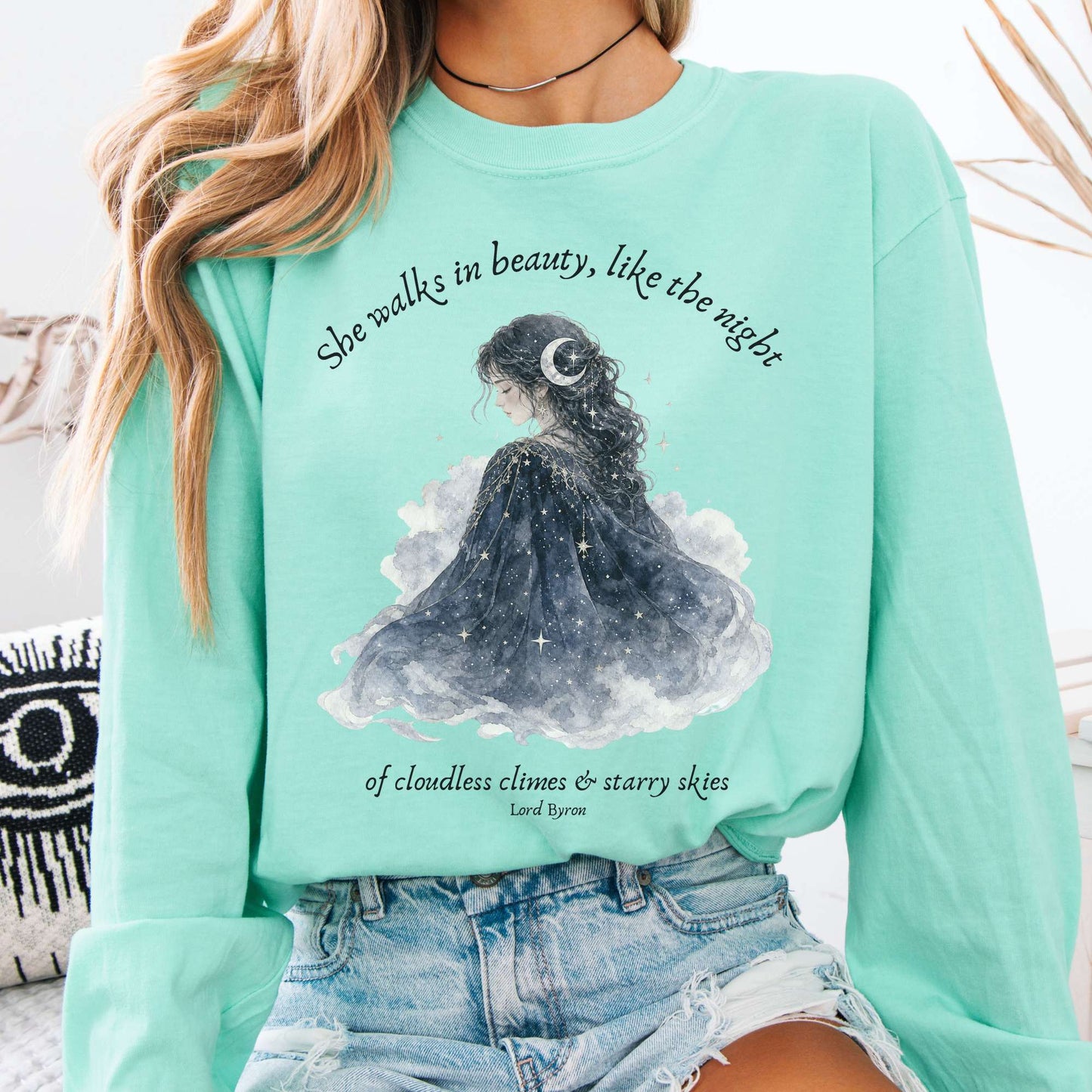 She Walks in Beauty Lord Byron Literary Long Sleeve