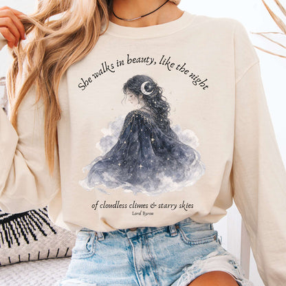 She Walks in Beauty Lord Byron Literary Long Sleeve