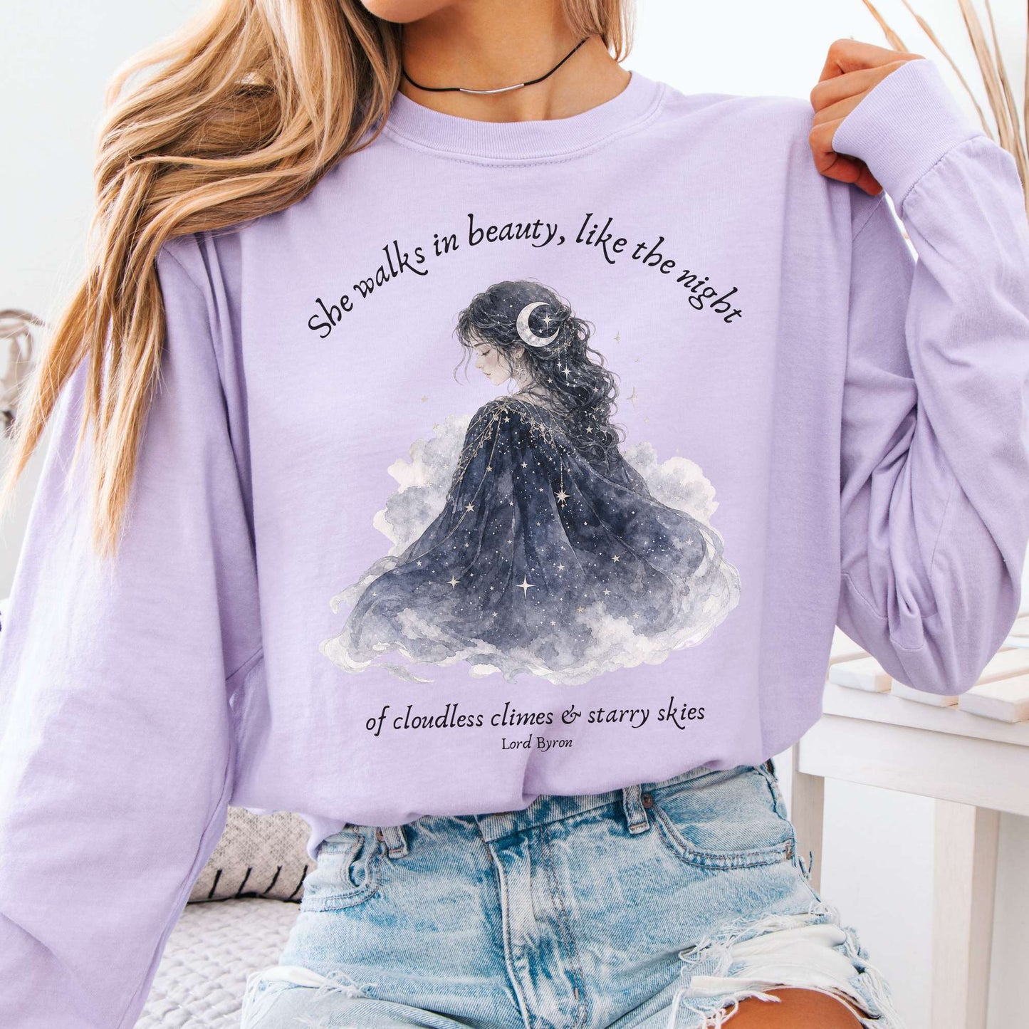 She Walks in Beauty Lord Byron Literary Long Sleeve