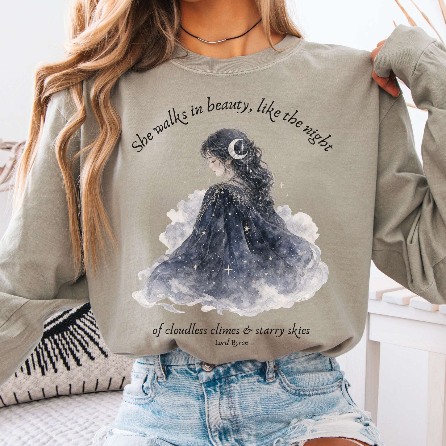She Walks in Beauty Lord Byron Literary Long Sleeve