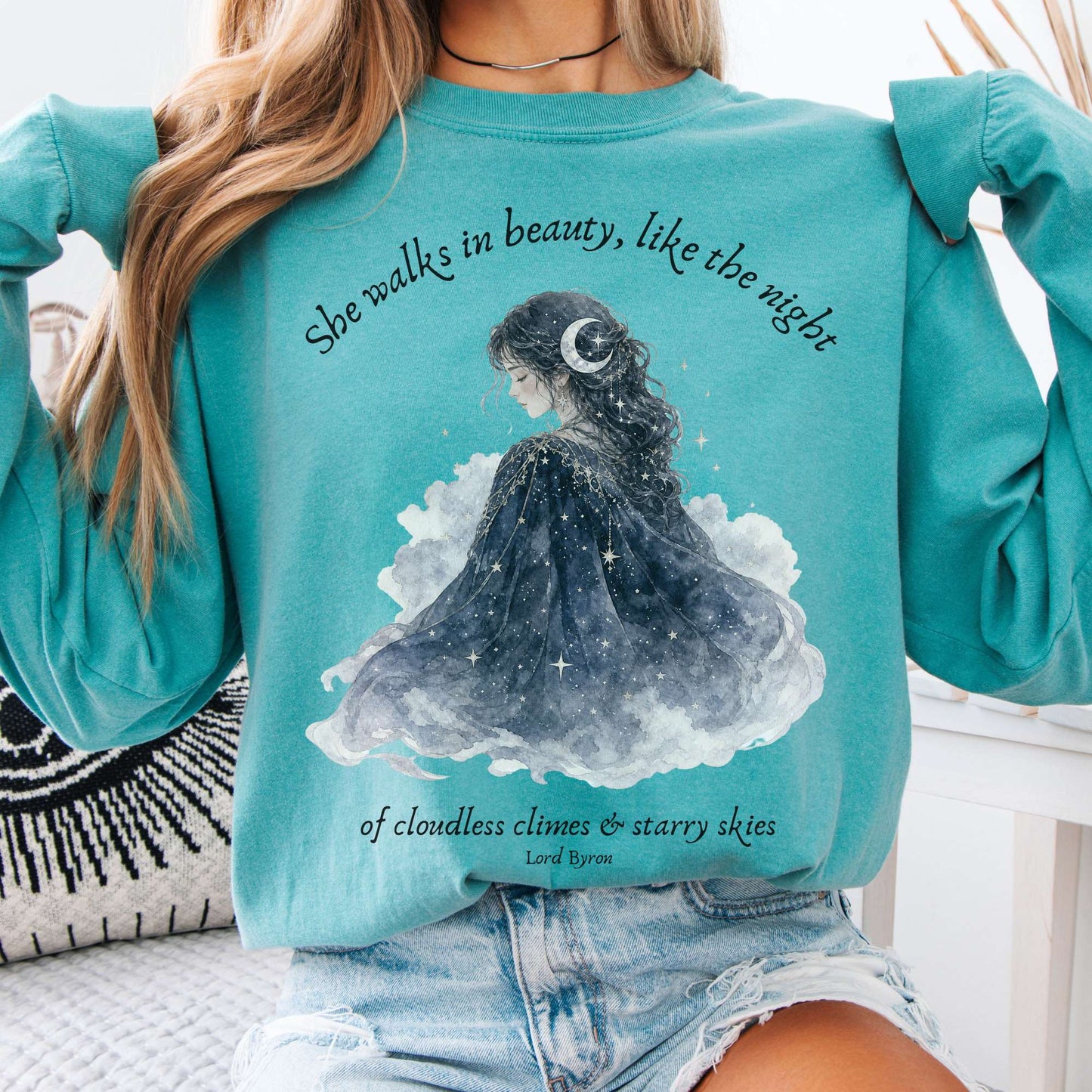 She Walks in Beauty Lord Byron Literary Long Sleeve