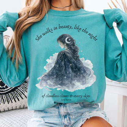 She Walks in Beauty Lord Byron Literary Long Sleeve