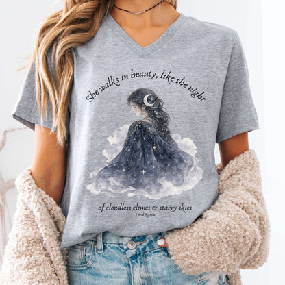 She Walks in Beauty Lord Byron Literary V-Neck