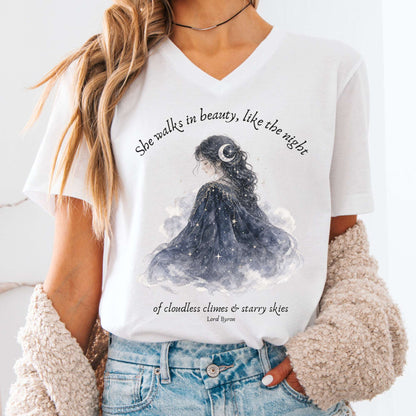She Walks in Beauty Lord Byron Literary V-Neck