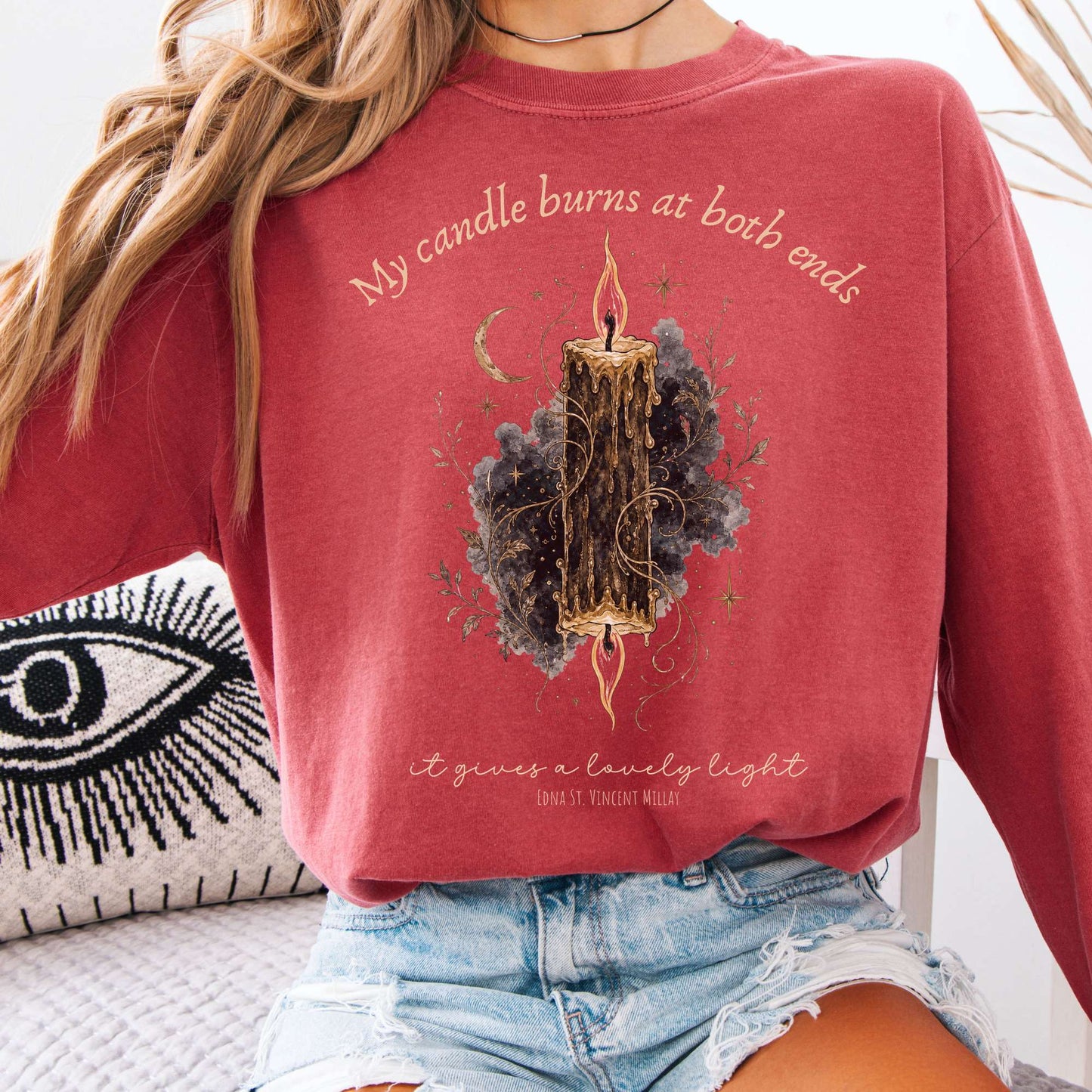 My Candle Burns at Both Ends Edna St. Vincent Millay Literary Long Sleeve