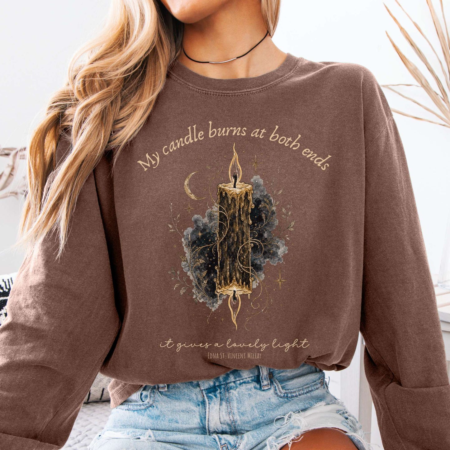 My Candle Burns at Both Ends Edna St. Vincent Millay Literary Long Sleeve