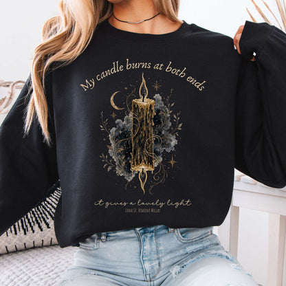 My Candle Burns at Both Ends Edna St. Vincent Millay Literary Crewneck Sweatshirt