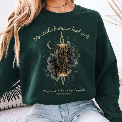 My Candle Burns at Both Ends Edna St. Vincent Millay Literary Crewneck Sweatshirt