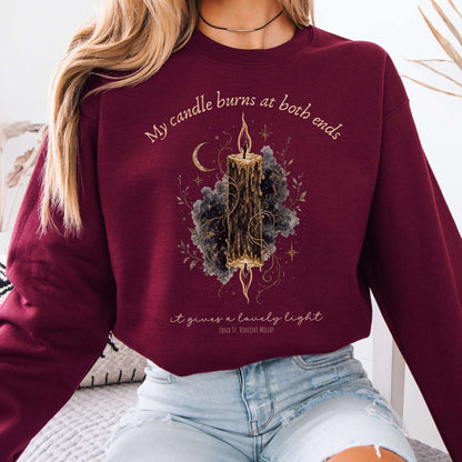 My Candle Burns at Both Ends Edna St. Vincent Millay Literary Crewneck Sweatshirt