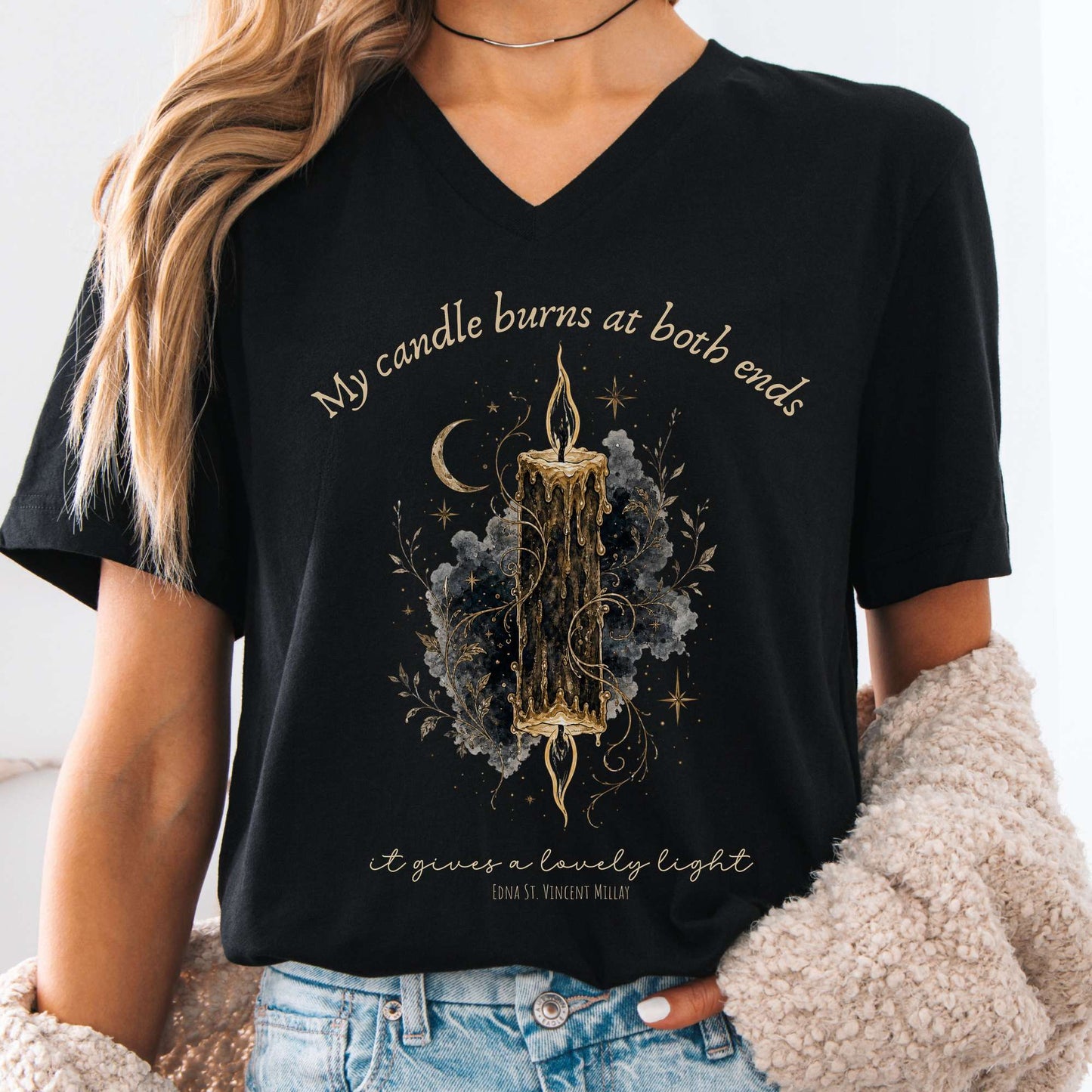 My Candle Burns at Both Ends Edna St. Vincent Millay Literary V-Neck