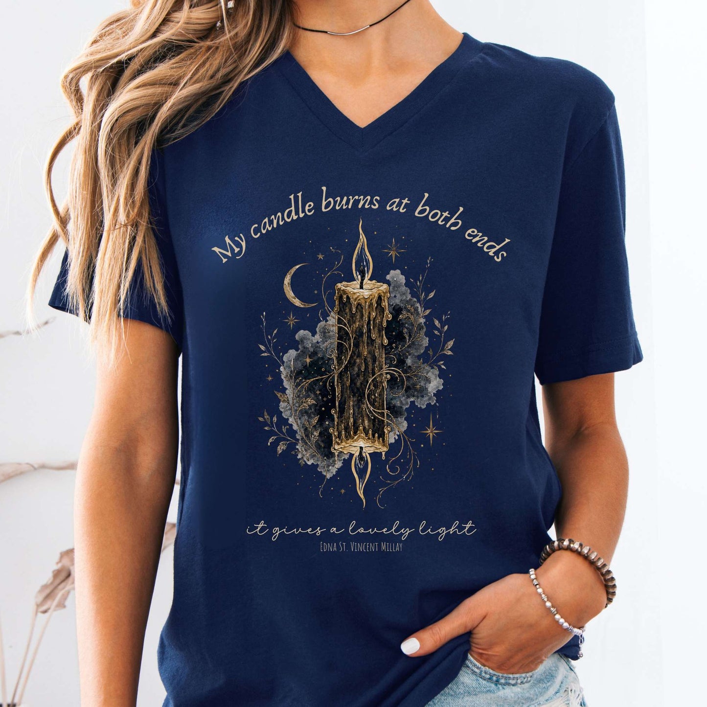 My Candle Burns at Both Ends Edna St. Vincent Millay Literary V-Neck