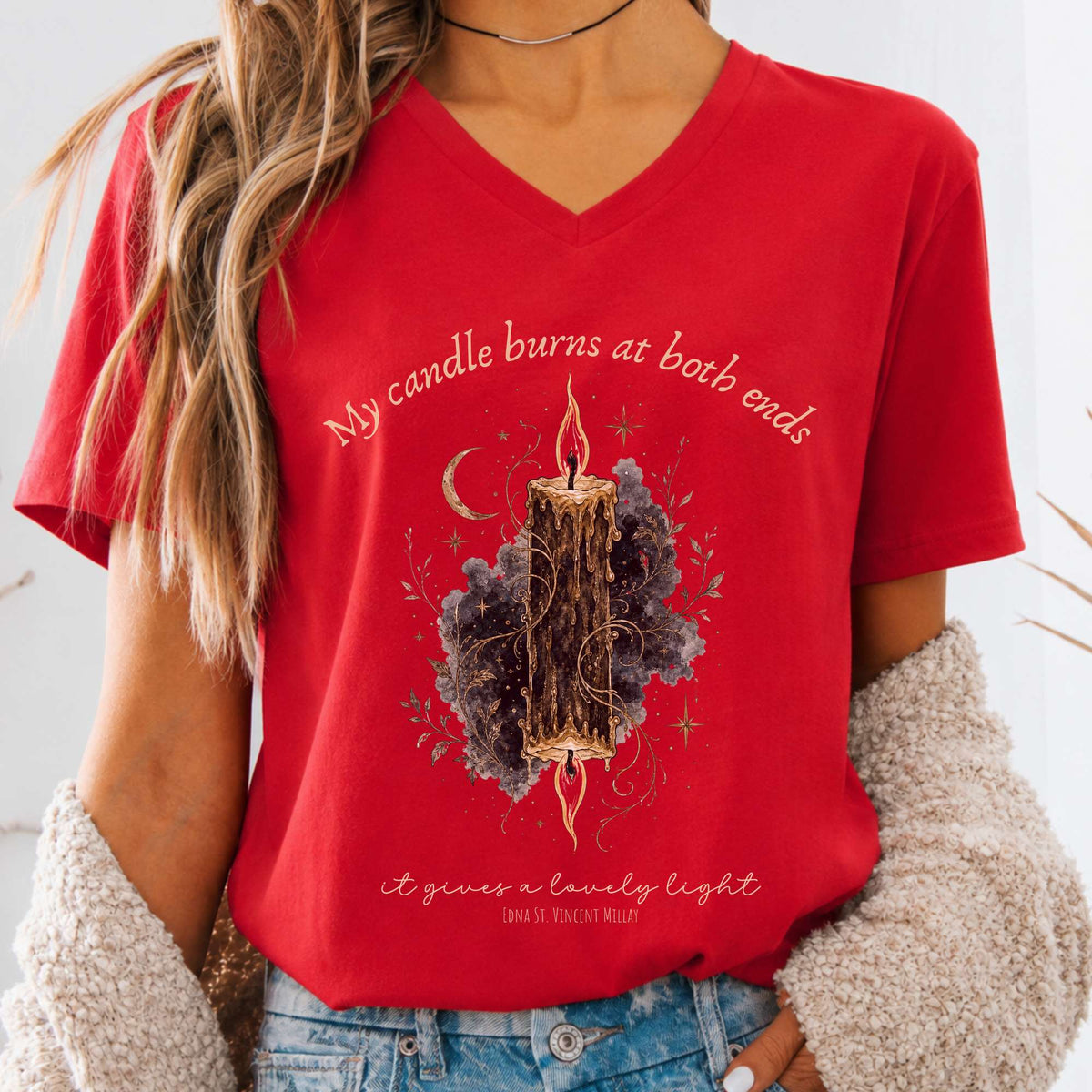 My Candle Burns at Both Ends Edna St. Vincent Millay Literary V-Neck