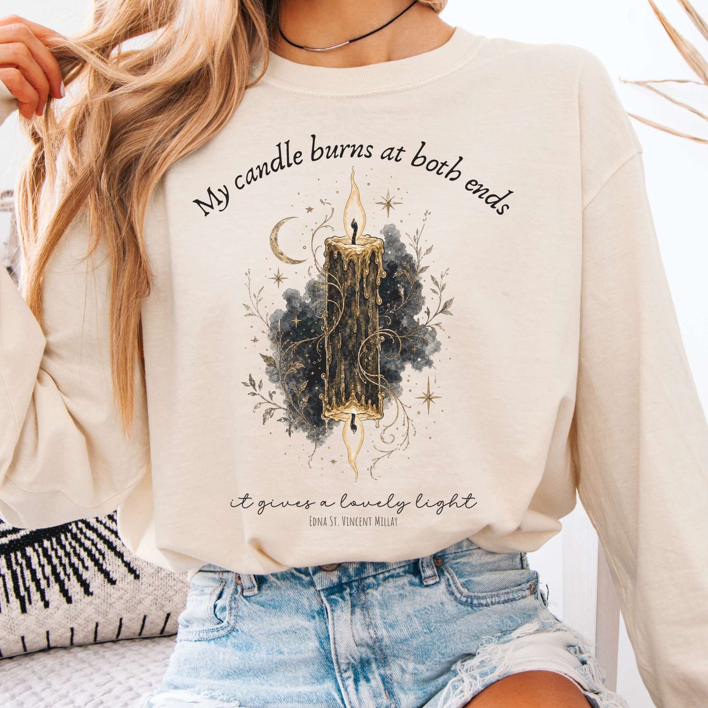 My Candle Burns at Both Ends Edna St. Vincent Millay Literary Long Sleeve