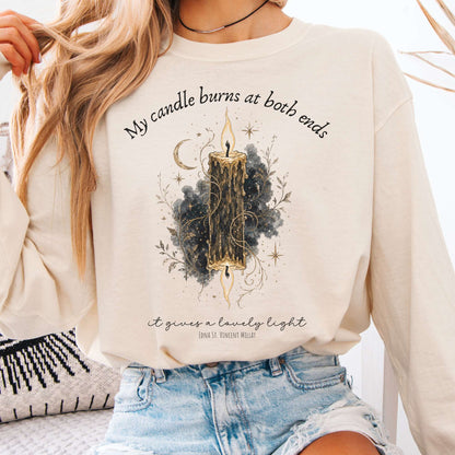 My Candle Burns at Both Ends Edna St. Vincent Millay Literary Long Sleeve