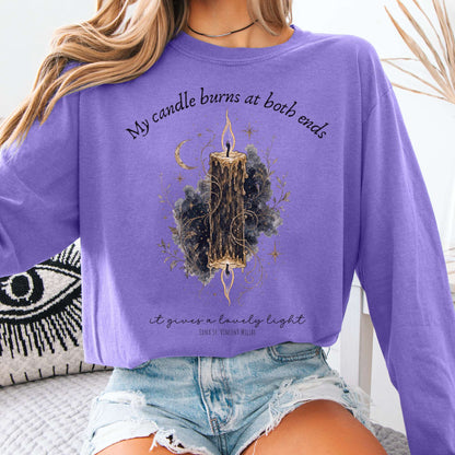 My Candle Burns at Both Ends Edna St. Vincent Millay Literary Long Sleeve