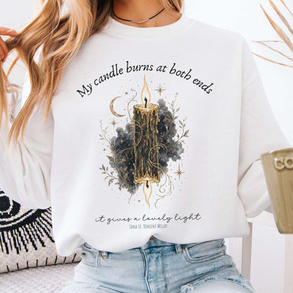 My Candle Burns at Both Ends Edna St. Vincent Millay Literary Crewneck Sweatshirt