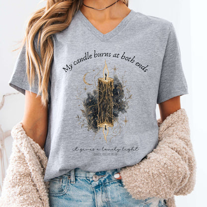 My Candle Burns at Both Ends Edna St. Vincent Millay Literary V-Neck