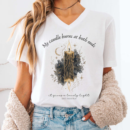 My Candle Burns at Both Ends Edna St. Vincent Millay Literary V-Neck