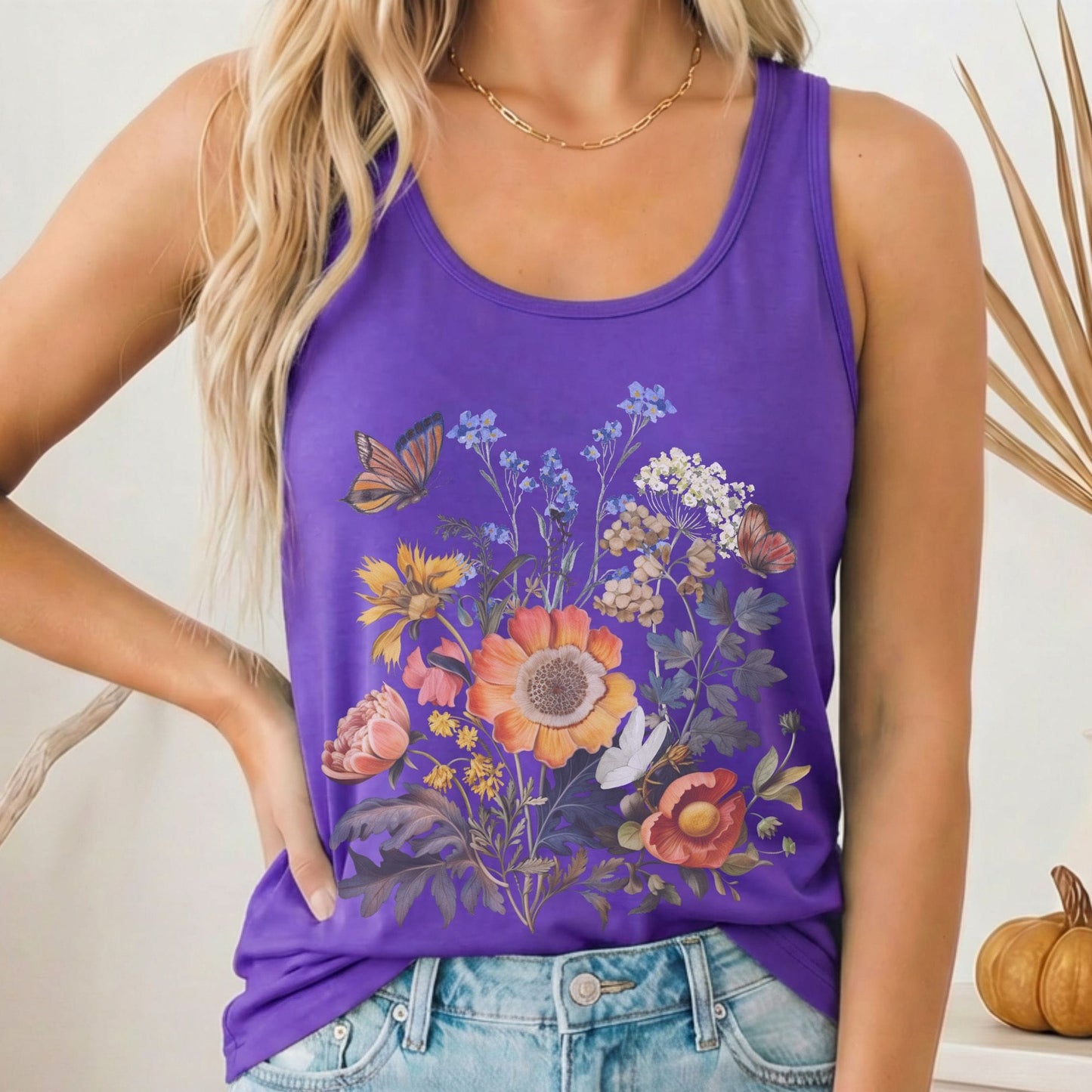 Tank Top Solid Purple Rush / XS Bright Wildflower Women's Racerback Tank Top The Mystic Eden