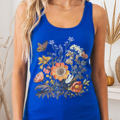 Tank Top Solid Royal / XS Bright Wildflower Women's Racerback Tank Top The Mystic Eden