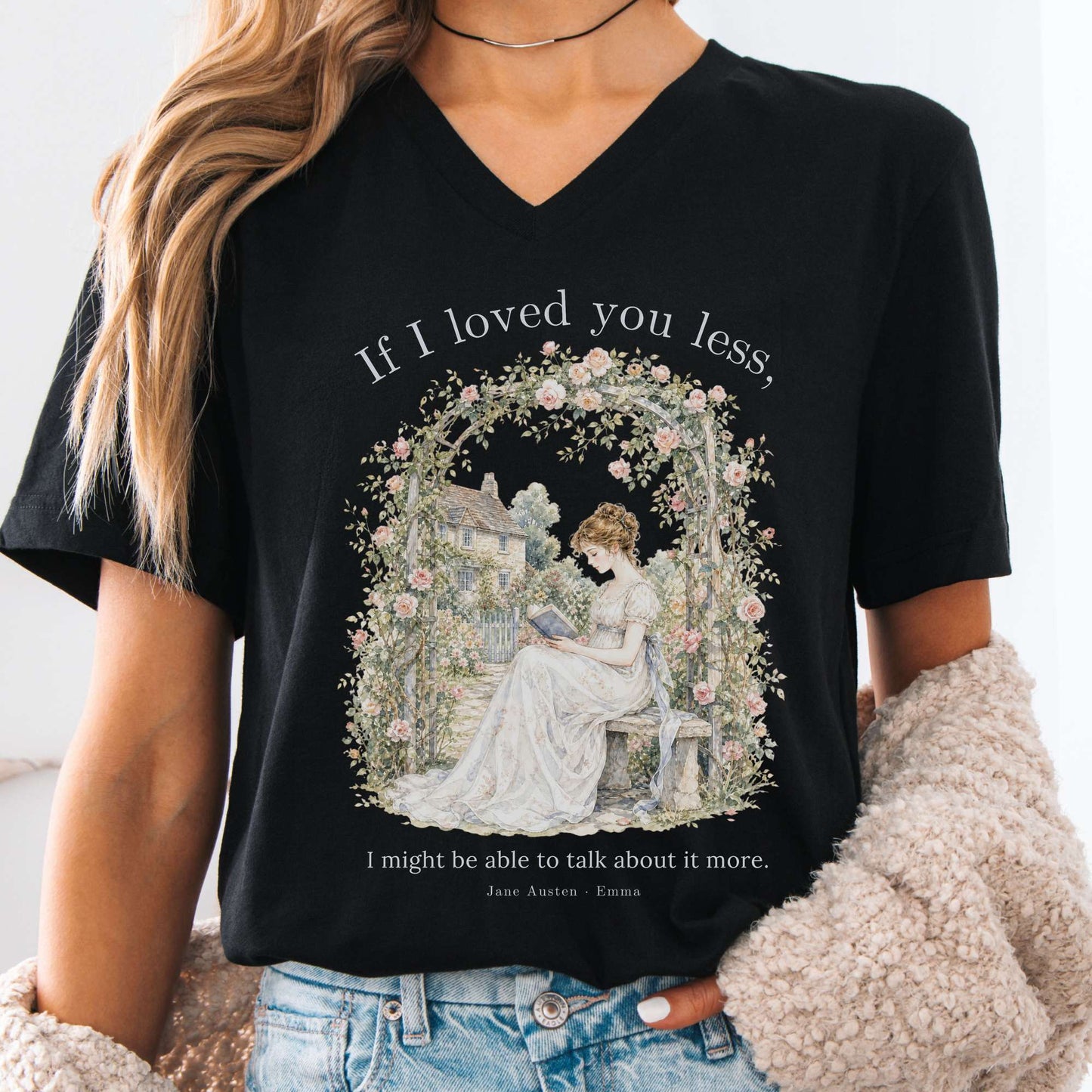 If I Loved You Less Emma Jane Austen Literary V-Neck