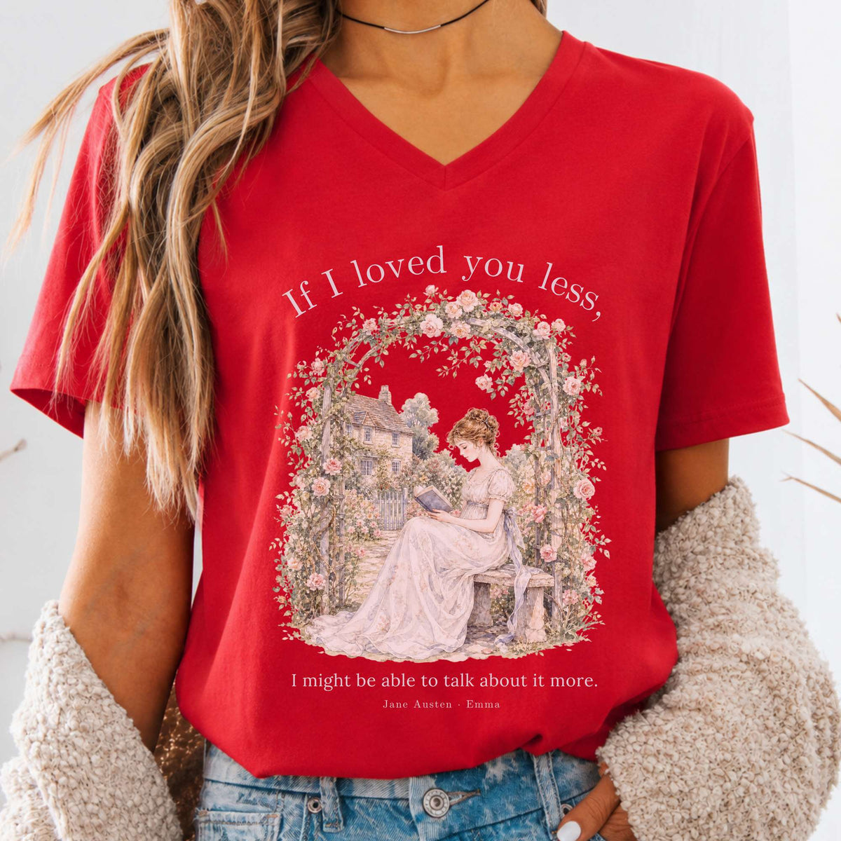 If I Loved You Less Emma Jane Austen Literary V-Neck
