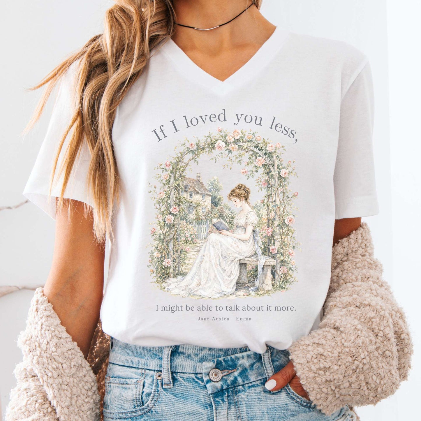 If I Loved You Less Emma Jane Austen Literary V-Neck