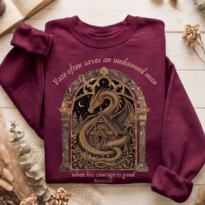 Where His Courage Is Good Beowulf Literary Sweatshirt