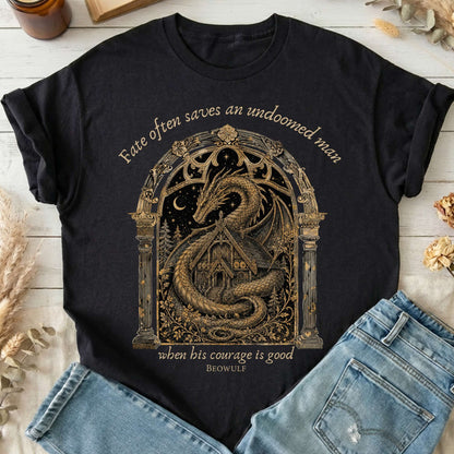 Where His Courage Is Good Beowulf Literary T-Shirt