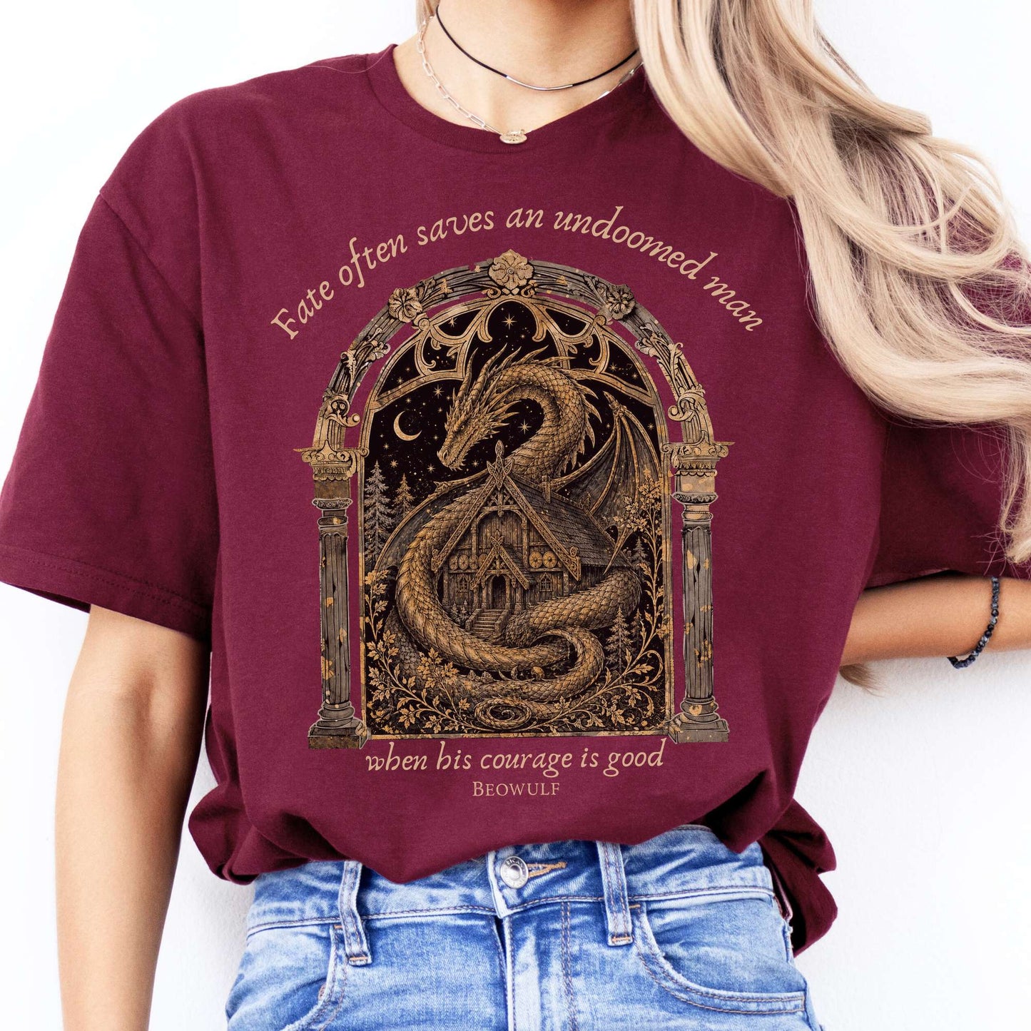 Where His Courage Is Good Beowulf Literary T-Shirt