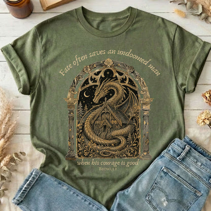 Where His Courage Is Good Beowulf Literary T-Shirt