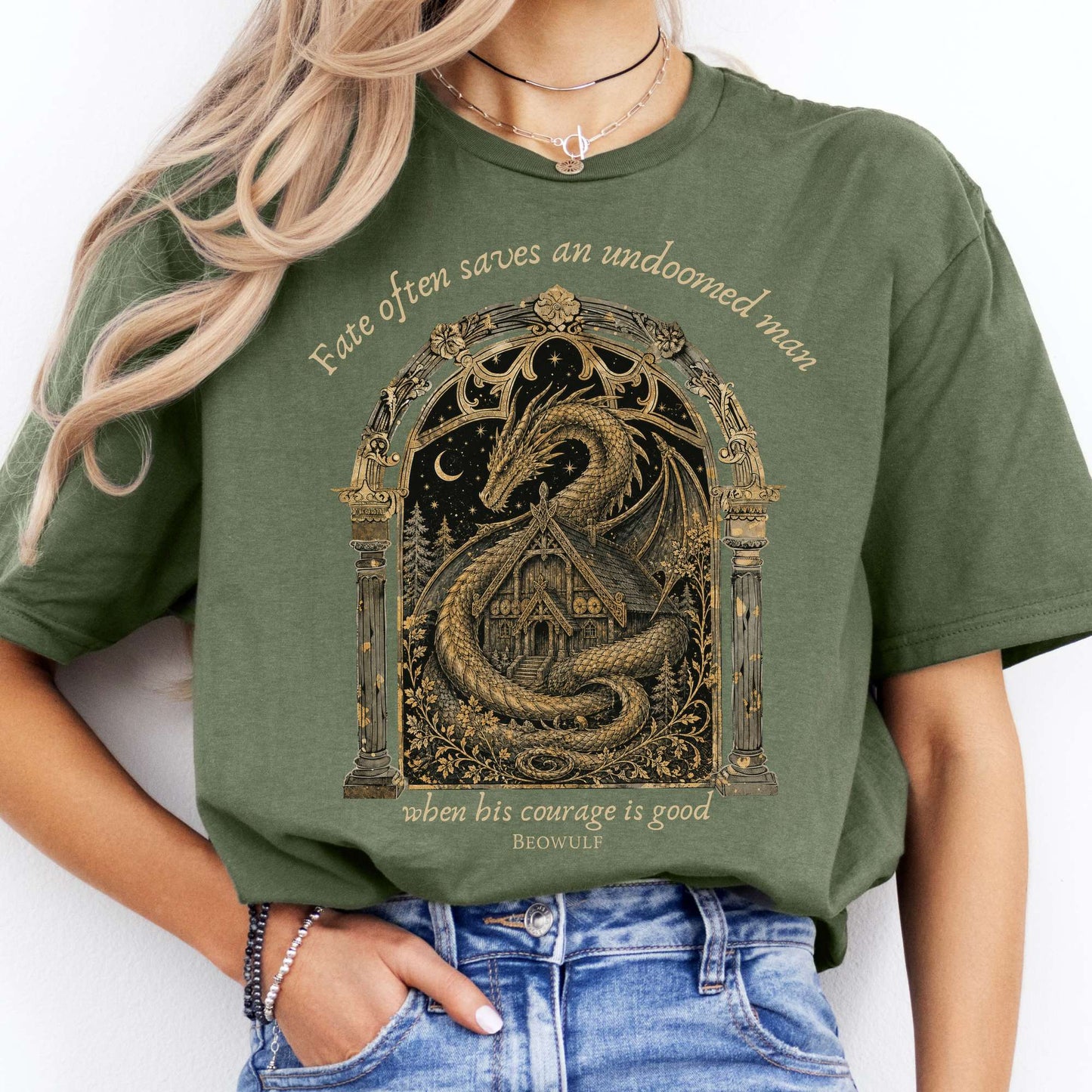 Where His Courage Is Good Beowulf Literary T-Shirt