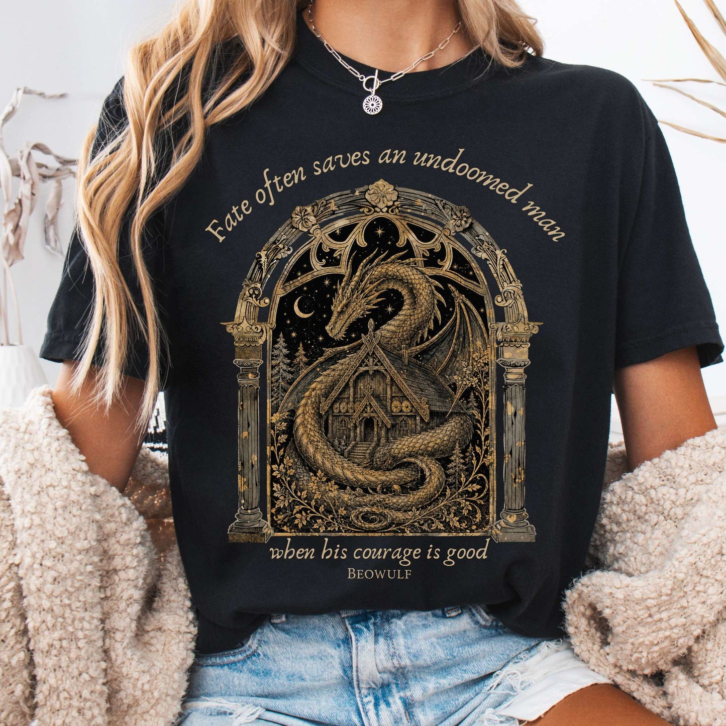 Where His Courage Is Good Beowulf Literary T-Shirt