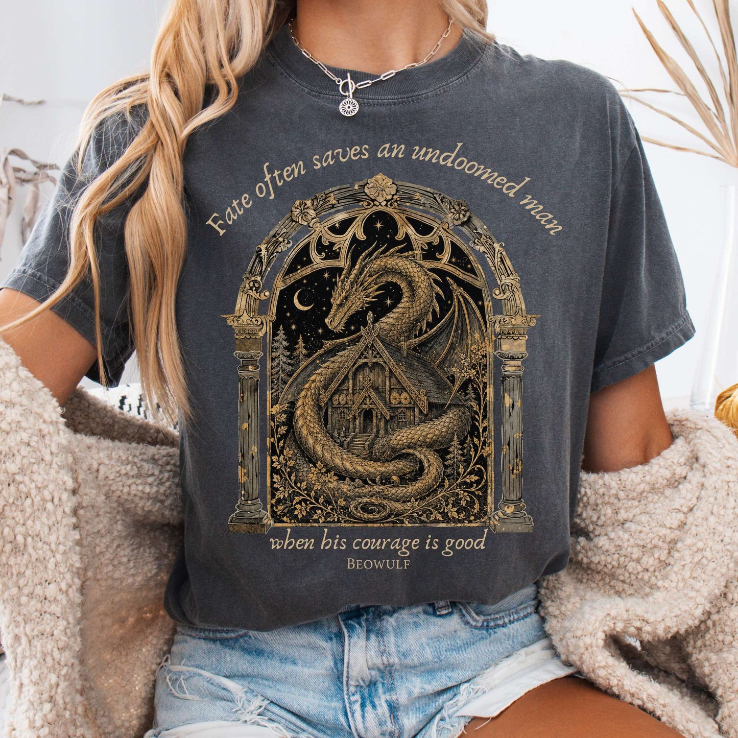 Where His Courage Is Good Beowulf Literary T-Shirt