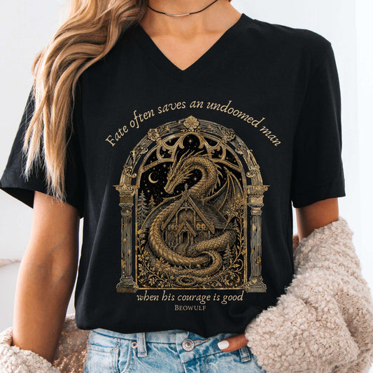Where His Courage Is Good Beowulf Literary V-Neck