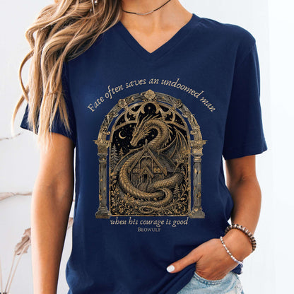 Where His Courage Is Good Beowulf Literary V-Neck