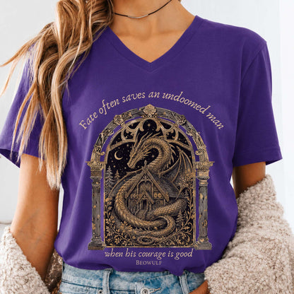 Where His Courage Is Good Beowulf Literary V-Neck