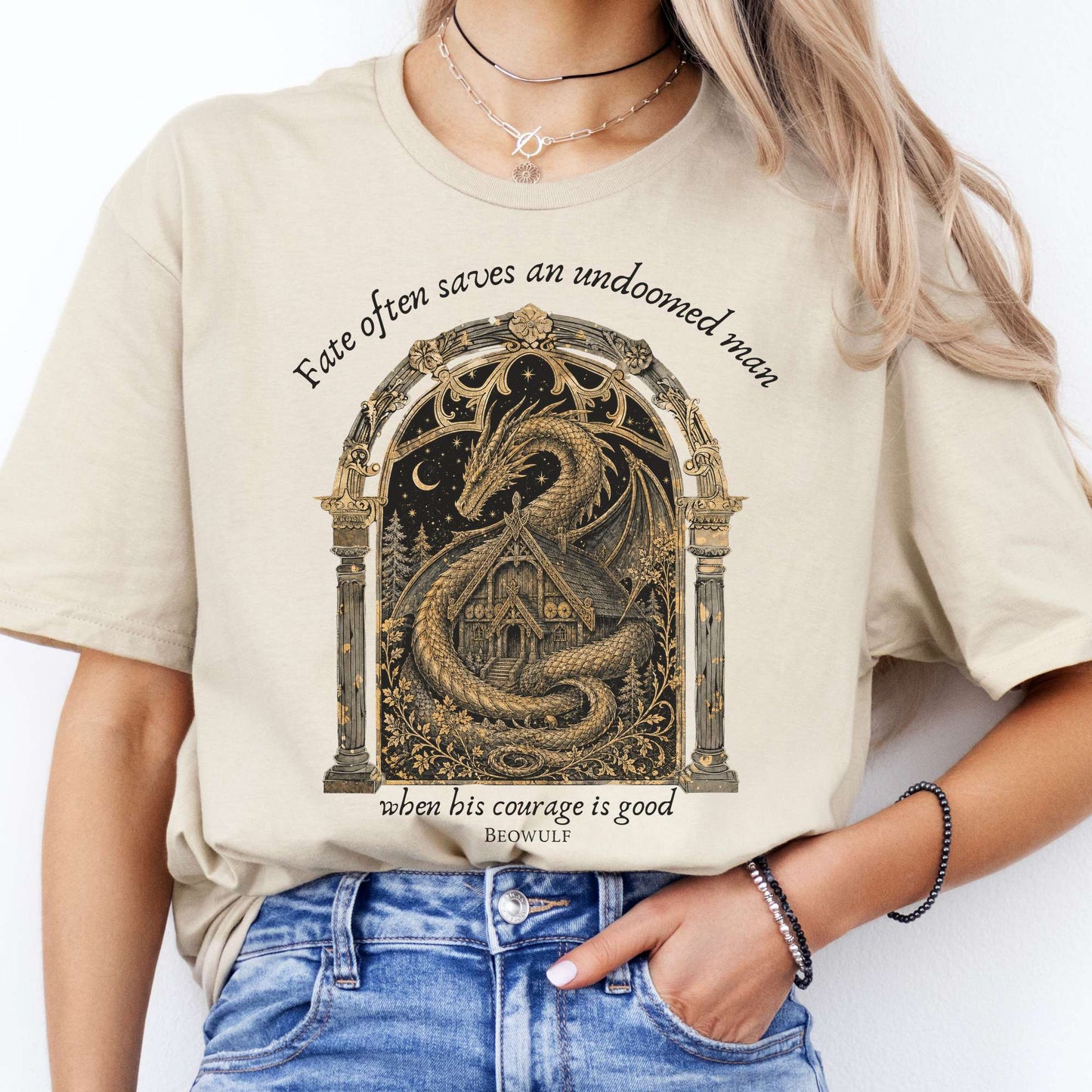 Where His Courage Is Good Beowulf Literary T-Shirt