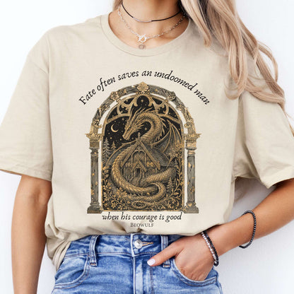 Where His Courage Is Good Beowulf Literary T-Shirt