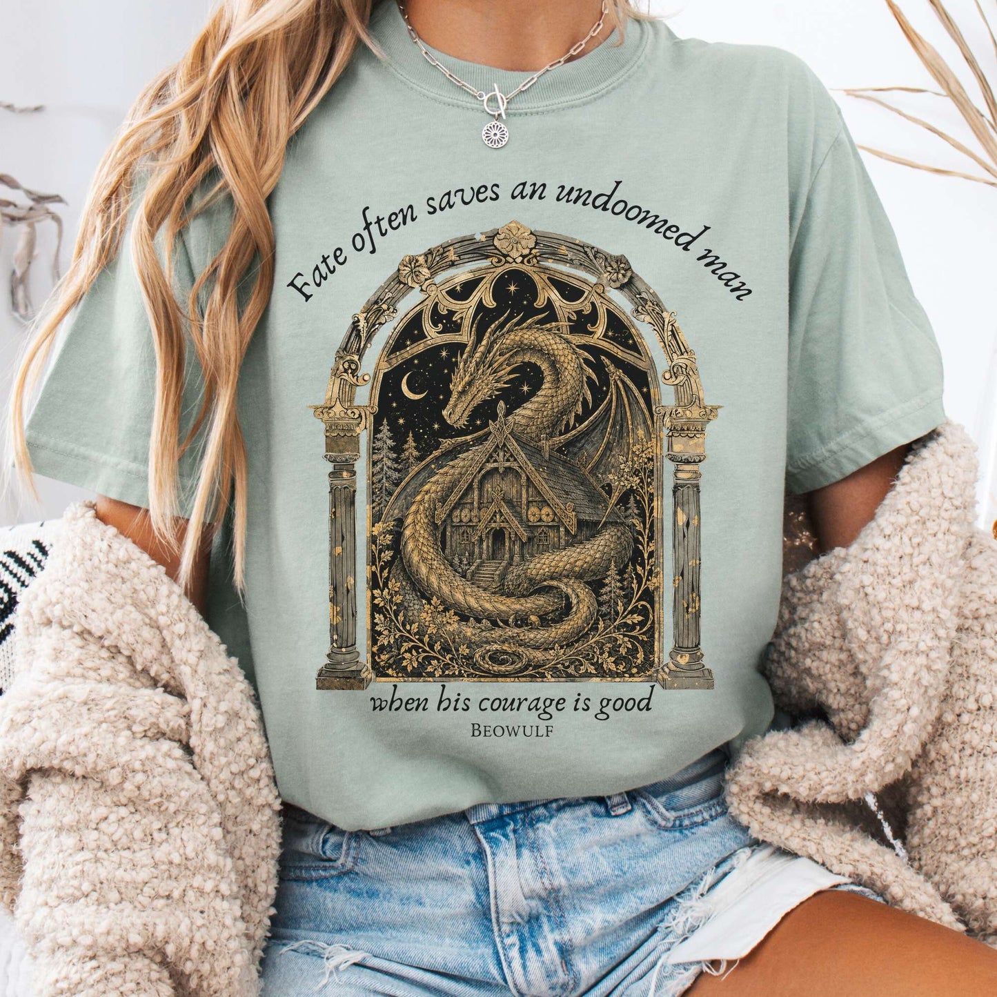 Where His Courage Is Good Beowulf Literary T-Shirt