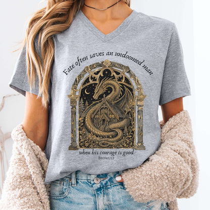 Where His Courage Is Good Beowulf Literary V-Neck