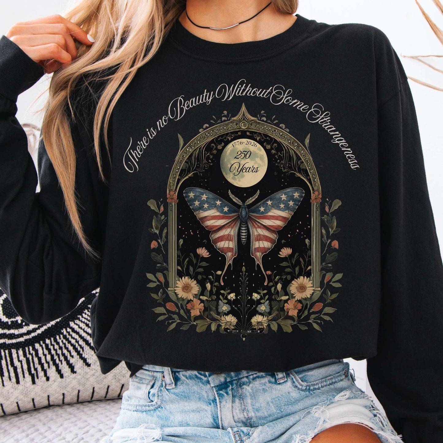 Long-sleeve Black / S There Is No Beauty Without Some Strangeness America 250 Long Sleeve The Mystic Eden